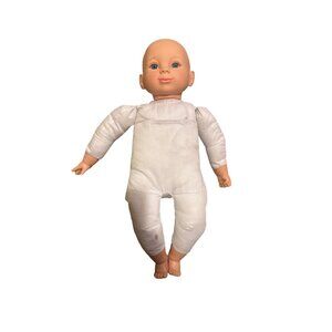 Vintage Baby Doll With Blue Eyes & Cloth Body